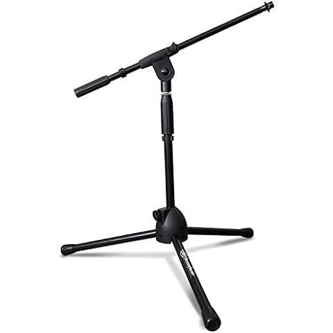 AxcessAbles Short Microphone Stand with Boom Arm | Low Profile Mic Tripod Stand for Kick Drums | Guitar Amp Stand | Low-Pro Mike Stand (MS-101L)
