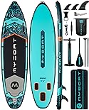 MYBOAT 11'6"×34"×6" Extra Wide Inflatable Paddle Board, Stand Up Paddle Board for Fishing, Sup Board with 3 Removable Fins, Dual Bungees, Camera Mount, Hand Pump, Strong Paddle, 5L Dry Bag, Leash