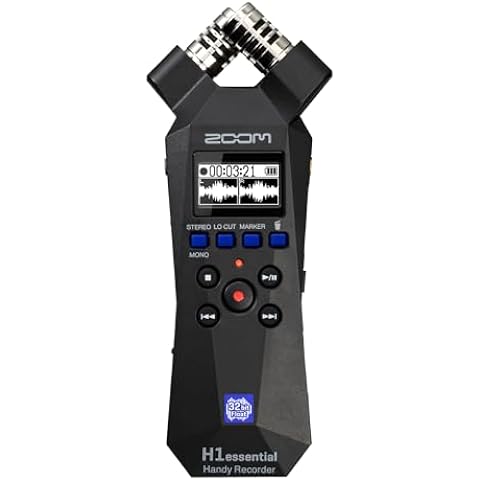 Zoom H1essential Stereo Handy Recorder (2024 Model, Essential Series) with 32-Bit Float, Accessibility, X/Y Microphones, USB Microphone, Portable, for Musicians, Podcasters, Filmmakers