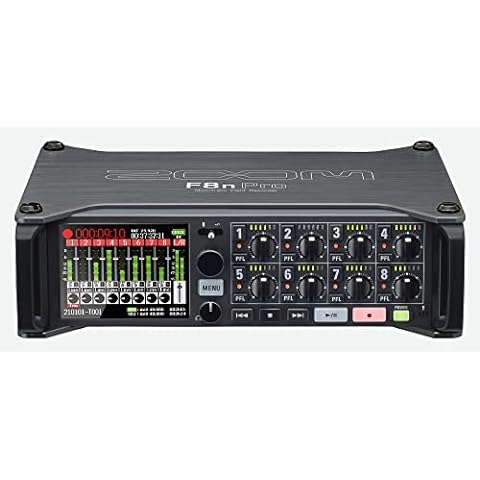 Zoom F8n Pro Professional Field Recorder/Mixer, Audio for Video, 32-bit/192 kHz Recording, 10 Channel Recorder, 8 XLR/TRS Inputs, Timecode, Ambisonics Mode, Battery Powered, Dual SD Card Slots