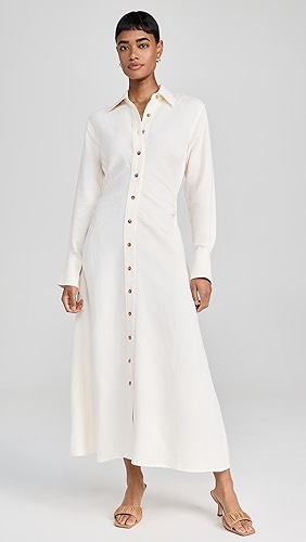 La Ligne Side Pleat Linen Shirt Dress.