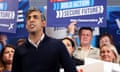 Rishi Sunak delivers a speech during his final election rally at Romsey rugby football club in Hampshire.