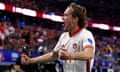 Jacob Shaffelburg of Canada celebrates after scoring his team's first goal during their Copa América quarter-final against Venezuela