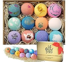 LifeAround2Angels Bath Bombs Gift Set 12 USA made Fizzies, Shea & Coco Butter Dry Skin Moisturize, Perfect for Bubble Spa B…