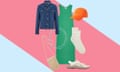 Cutouts of denim jacket, dress,hat, socks etc