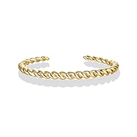 PAVOI 14K Yellow Gold Plated Twisted Chunky Bangle Bracelet | 14K Gold Plated | Lightweight Everyday Jewelry (6.5, Yellow Gol