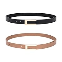 gingokuo Womens Genuine Leather Belt for Jeans Pants Ladies Casual Skinny Waist Dresses Belt BlackKhaki 26