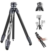 NEEWER 62" Travel Tripod Carbon Fiber with ±15° Leveling 360° Panorama Head, Detachable Center Ax...