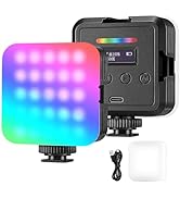 NEEWER Magnetic RGB Video Light, 360° Full Color RGB61 LED Camera Light with 3 Cold Shoe Mounts/C...