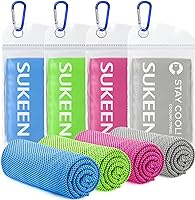 Sukeen [4 Pack Cooling Towel (40"x12"), Ice Towel, Soft Breathable Chilly Towel, Microfiber Towel for Yoga, Sport,...