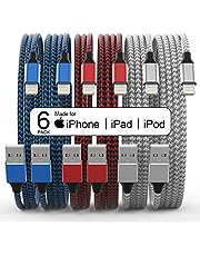 [Apple MFi Certified] 6Pack 3/3/6/6/6/10 FT iPhone Charger Nylon Braided Fast Charging Lightning Cable Compatible iPhone 14 Pro/13 mini/13/12/11 Pro MAX/XR/XS/8/7/Plus/6S/SE/iPad