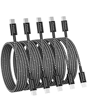 Plnhixt USB C to USB C Cable, (5Pack 6FT), New Nylon USB C Charger Cable 60W(3A) for iPhone 15/15 Pro/15 Plus/15 Pro Max, iPad Mini 6/ Pro 2021, MacBook Pro 2020, Samsung Galaxy S23,Switch