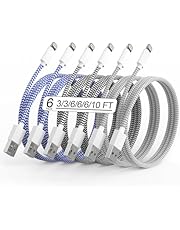 6Pack(3/3/6/6/6/10FT)[Apple MFi Certified] iPhone Charger Lightning Cable Fast Charging iPhone Charger Cord Nylon Braided for iPhone14/13/12/11Pro Max/XS MAX/XR/XS/X/8/7Plus iPad AirPods