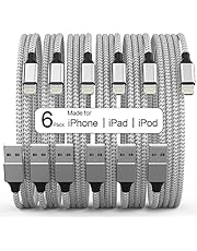 Lightning Cable [Apple MFi Certified] iPhone Charger 6Pack [3/3/6/6/6/10 Ft] Apple Charging Cable Fast Charging High Speed USB Cable Compatible iPhone 14/13/12/11 Pro Max/XS MAX/XR/XS/8-Silver&amp;Grey