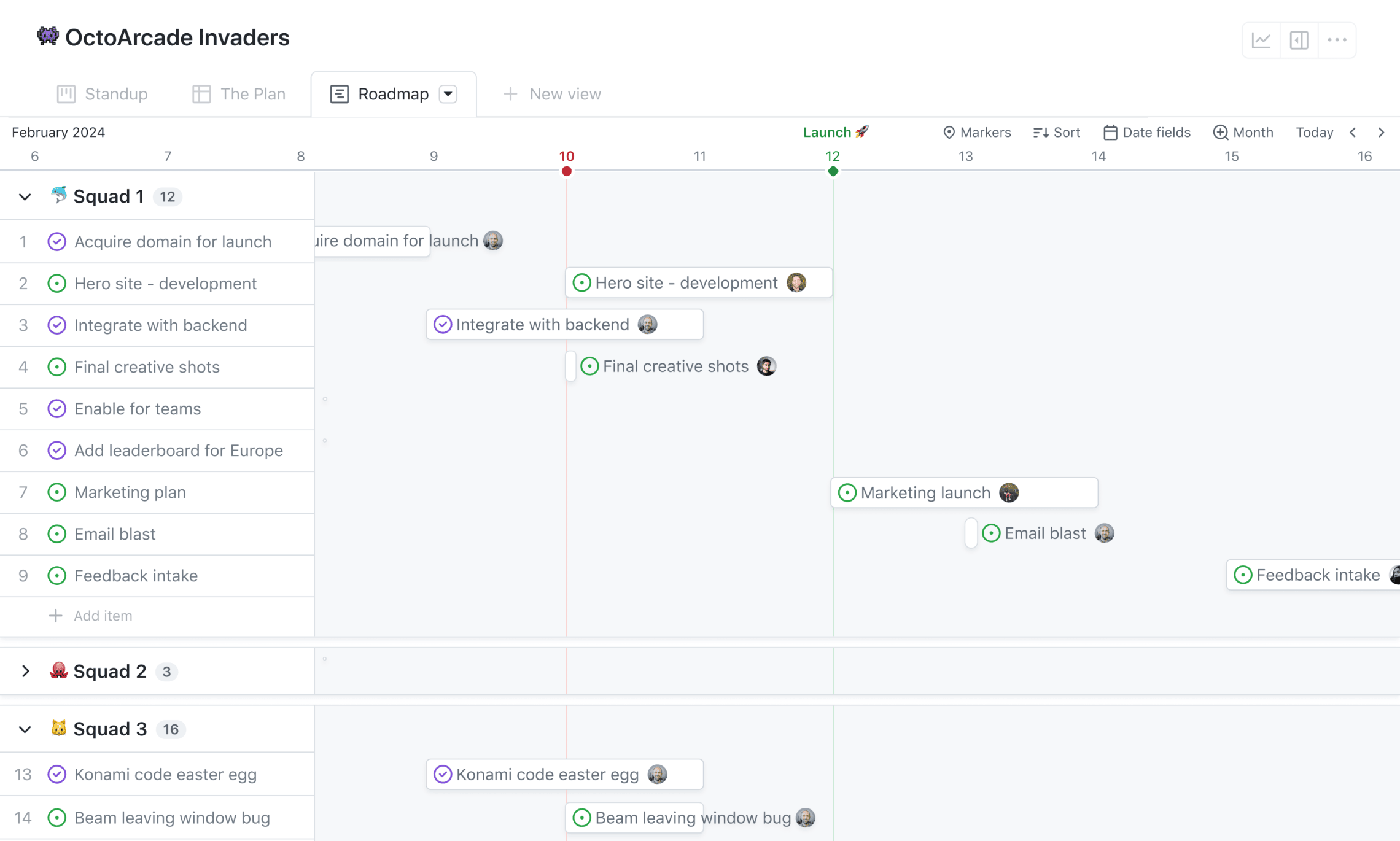 Illustration of a classic kanban board project. Cards are sorted in 4 columns based on their status, in a view called 'Current sprint.'