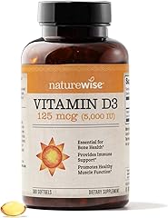 NatureWise Vitamin D3 5000iu (125 mcg) 1 Year Supply for Healthy Muscle Function, and Immune Support, Non-GMO, Gluten Free in