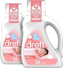 Dreft Newborn Baby Liquid Laundry Detergent, Gentle on Sensitive Skin, HE Compatible, 2 pack, 32 loads each