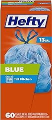 Hefty Blue Trash Bags, Blue, 13 Gallon, 60 Count