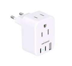 European Travel Plug Adapter USB C, International Plug Adapter, US to Europe Plug Adapter with 2 Outlets 3 USB Ports(2 USB …