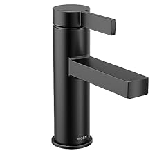 Moen Beric Matte Black Modern One-Handle Single Hole Bathroom Faucet with Drain Assembly and Optional Deckplate for Your Ba…
