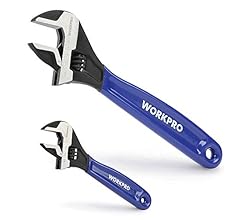 WORKPRO 2-piece Adjustable Wrench Set, 6-Inch & 10-Inch Wrenches, Wide Jaw Black Oxide Wrench, Metric & SAE Scales, Cr-V St…