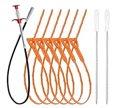 35.5inch Drain Clog Remover(1pcs), 25inch Drain Snake Hair Remover(6pcs) ＆ Cleaning Brush(2pcs), Hair Catcher Drain Auger C…