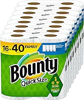 Bounty Quick-Size Paper Towels, White, 16 Family Rolls = 40 Regular Rolls