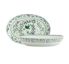 Fitz and Floyd Sicily Green Serving Bowl and Platter, 2 Piece Set