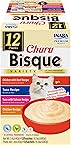 INABA Churu Bisque for Cats, Creamy Lickable Purée Side Dish with Vitamin E, 1.4 Ounces per Pouch, 12 Pouches, Tuna & Chicken Variety