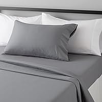 Amazon Basics Lightweight Super Soft Easy Care Microfiber 3-Piece Bed Sheet Set With 14-inch Deep Pockets, Twin XL, Dark...