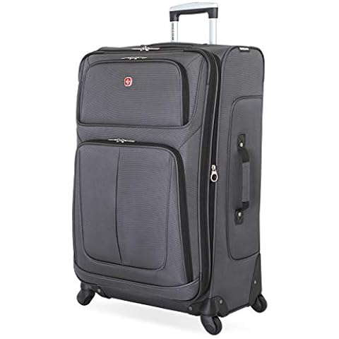 SwissGear Sion Softside Expandable Luggage, Dark Grey, Checked-Large 29-Inch