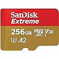 SanDisk 256GB Extreme microSDXC UHS-I Memory Card with Adapter - Up to 190MB/s, C10, U3, V30, 4K, 5K, A2, Micro SD Card - SDS