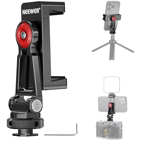 NEEWER Metal Phone Tripod Mount with Cold Shoe Mounts, Freely Adjustable Joints Universal Phone Holder Compatible with iPhone 15 Pro Max Samsung Galaxy Google Pixel Canon Nikon Sony Camera Cage, PA001