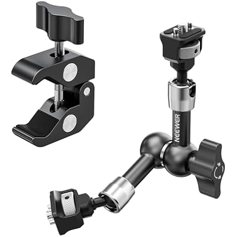 NEEWER 7" Articulating Magic Arm Clamp Mount with Super Clamp, Camera Monitor Mount with 1/4" 3/8" ARRI Locating Pins & Holes for DSLR Action Camera Video Light Compatible with SmallRig Cage, ST07C