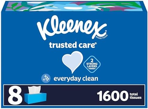 Kleenex Trusted Care Facial Tissues, 8 Flat Boxes, 200 Tissues per Box, 2-Ply, Packaging May Vary