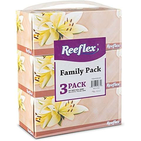 Reeflex Premium Facial Tissues 230 Sheets Per Box, 2-Ply Soft Touch, Gentle and Durable in A Stylish Box - 3 Total Boxes, 690 Sheets Family Pack
