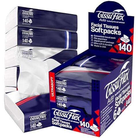 Ultrasoft Facial Tissue Travel Packs - 140 Tissues per Pack, 2-Ply | Perfect for Any Space & Vehicle | Portable, Convenient, Made in USA (6 Soft Packs (840 Counts))