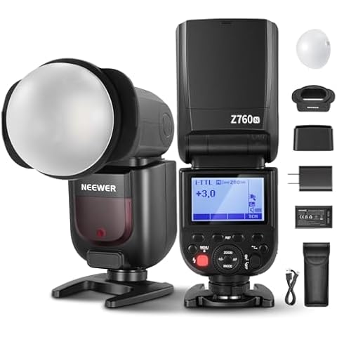 NEEWER Z760-N TTL Flash Speedlite Kit for Nikon Cameras, 76Ws Speedlight with Magnetic Dome Diffuser, 2.4G GN60 1/8000s HSS, TTL/M Quick Switch TCM Key, 480 Full Power Flash, 2600mAh Battery & Charger