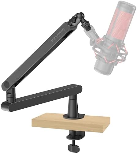 Sensic SA-30 LP Low Profile Microphone Boom Arm, 360° Rotatable Mic Stand, Low Profile Microphone arm for streaming with Cable Management, Professional Microphone Holder, Mic Boom Arm Black