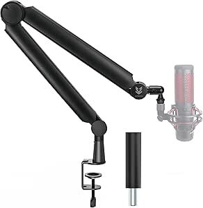 Sensic SA-30 Microphone Boom Arm, 360° Rotatable Mic Stand with 6 inch riser, Microphone Holder with 1/4&#34;, 3/8&#34; and 5/8&#34; Adapters, Professional Microphone Arm with Accessories, Mic Boom Arm Black