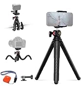 NEEWER Flexible Tripod with Remote, Mini Phone Tripod Stand Vlog Selfie Stick with Hidden Phone H...