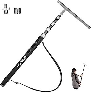 NEEWER Upgraded Microphone Boom Pole, 9.8ft/300cm Telescopic Carbon Fiber Mic Boom Arm with 5 Sections, 1/4” 3/8” 5/8” Screw Adapters, Cable Straps, Shoulder Strap &amp; Storage Bag, MS-300C