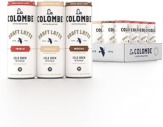 La Colombe Coffee, Draft Latte Variety Pack, 11 fl oz cans (Pack of 12), Includes Triple Latte, Vanilla Latte & Mocha Latt...