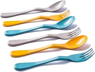 Knork Eco Togo Ware Reusable Bamboo astrik Eco Plant-Based Utensil Lunch Pack,Blue, Orange, Gray