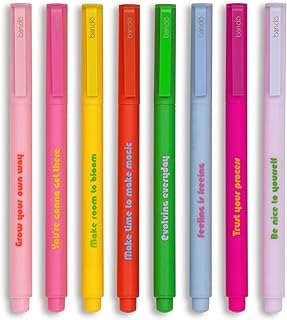 ban.do 8 Count Colored Pens, Fine Tip Pens with Assorted Ink Colors, Write On Felt Tip Pens for Journaling or Note Taking,...