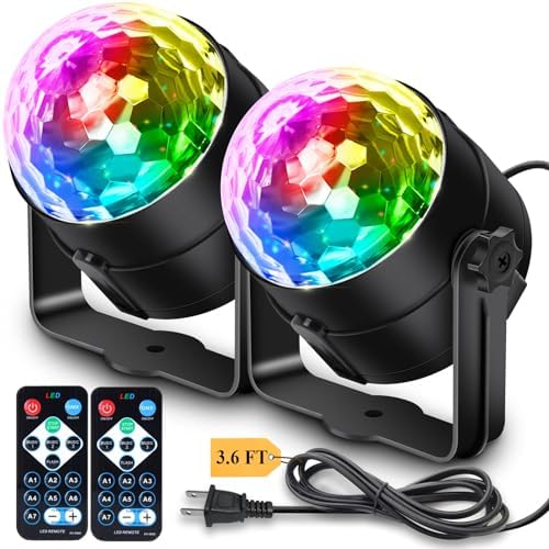 Apeocose [2-Pack] Party Lights Disco Balls Decor with Remote Control, Sound Activated Music Sync Stage Strobe DJ Lights for 2024 Graduation Party Decorations Supplies Bachelorette Dance Happy Birthday