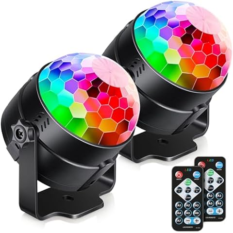 Luditek 2-Pack Sound Activated Party Lights with Remote Control Dj Lighting, Disco Ball Light, Strobe Lamp for Home Room Dance Parties Supplies Birthday Christmas 2024 Graduation Decorations