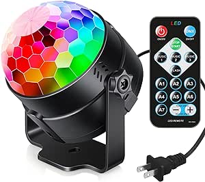 Luditek Sound Activated Party Lights with Remote Control Dj Lighting, Disco Ball Strobe Lamp 7 Modes Stage Light for Home Room Dance Parties Birthday Karaoke Halloween Christmas Decorations