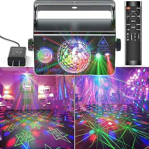 Party Lights + Disco Ball light 2 in 1 Dj Disco Lights Stage Lighting Sound Activat...