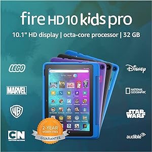 Amazon Fire HD 10 Kids Pro tablet, 10.1&#34;, 1080p Full HD, ages 6–12, 32 GB, (2021 release), named &#34;Best Tablet for Big Kids&#34; by Good Housekeeping, Doodle